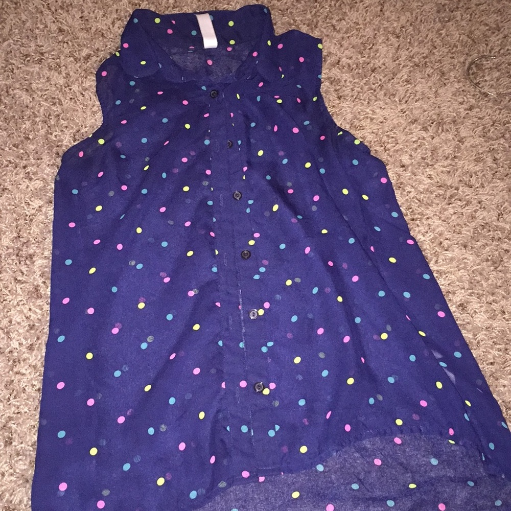 Navy Polka Dot Tank Top